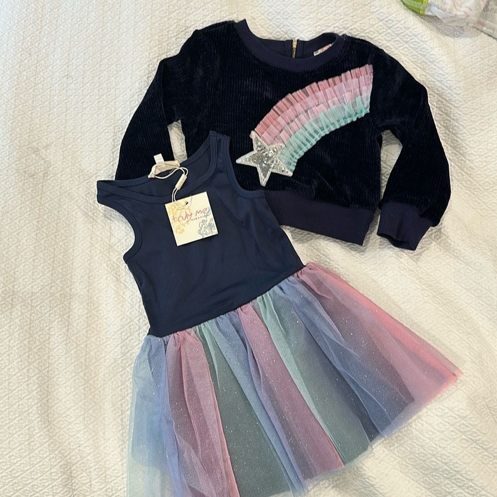Rainbow and star Little Girl's 2-Piece Ruffle Sweatshirt & Skirt  size 2